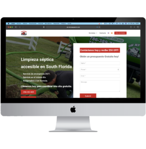 Digital Marketing, Google Ads, and web design for a septic company located in Miami, Florida.